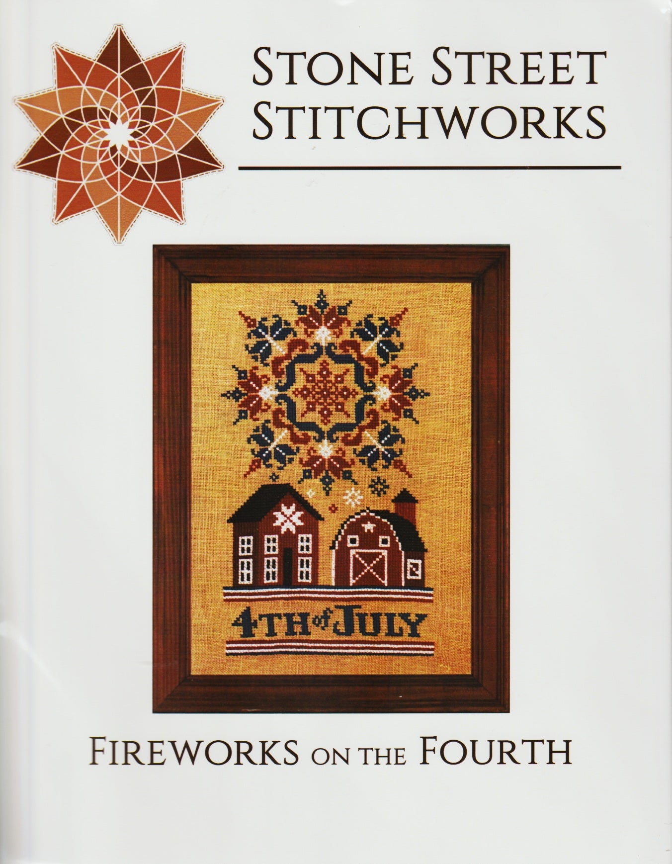 Stone Street Stitchworks Fireworks on the Fourth patriotic cross stitch pattern