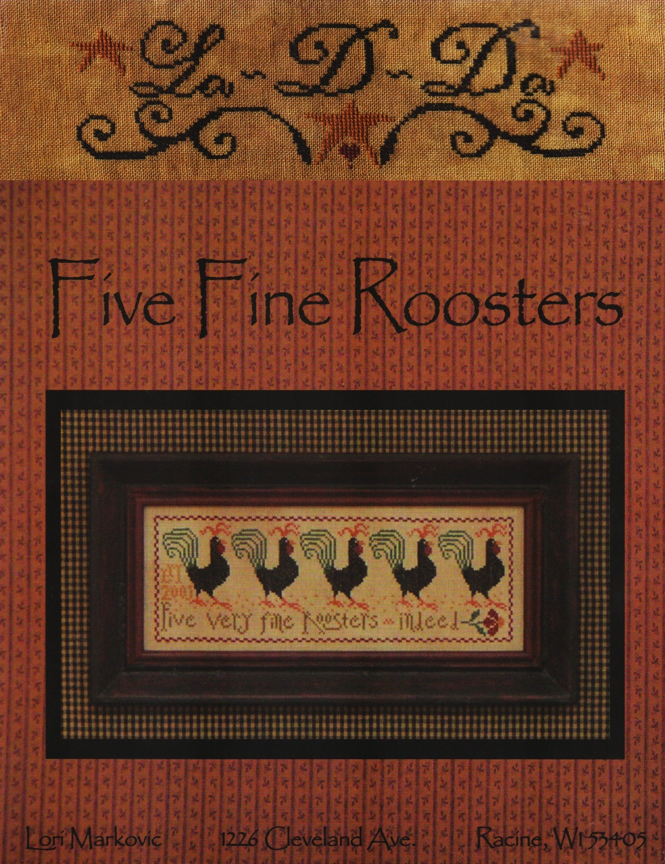 La-D-Da Five Fine Roosters cross stitch pattern