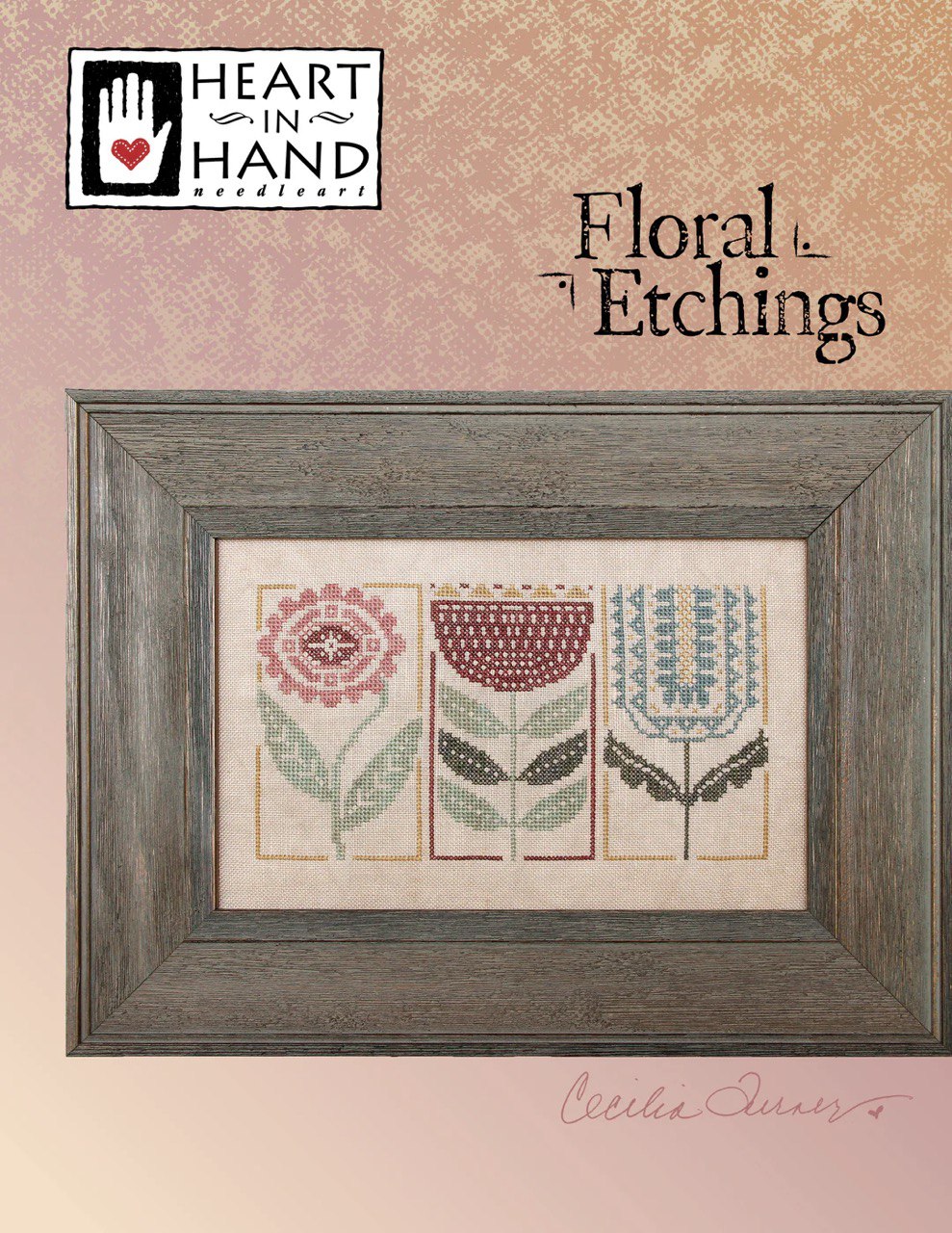 Heart In Hand Floral Etchings cross stitch pattern