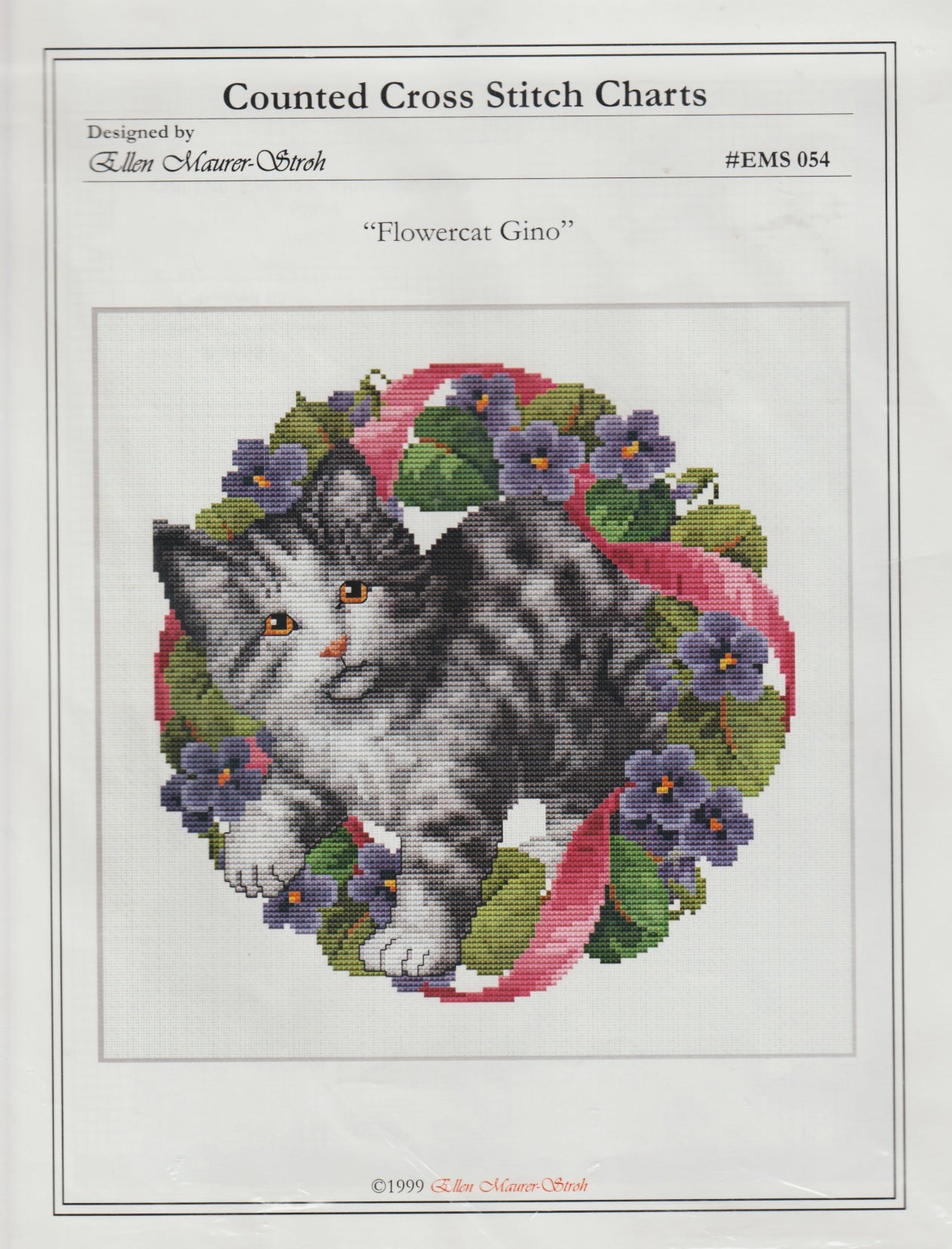 Ellen Mauer-Stroh Flowercat Gino EMS054 cross stitch pattern