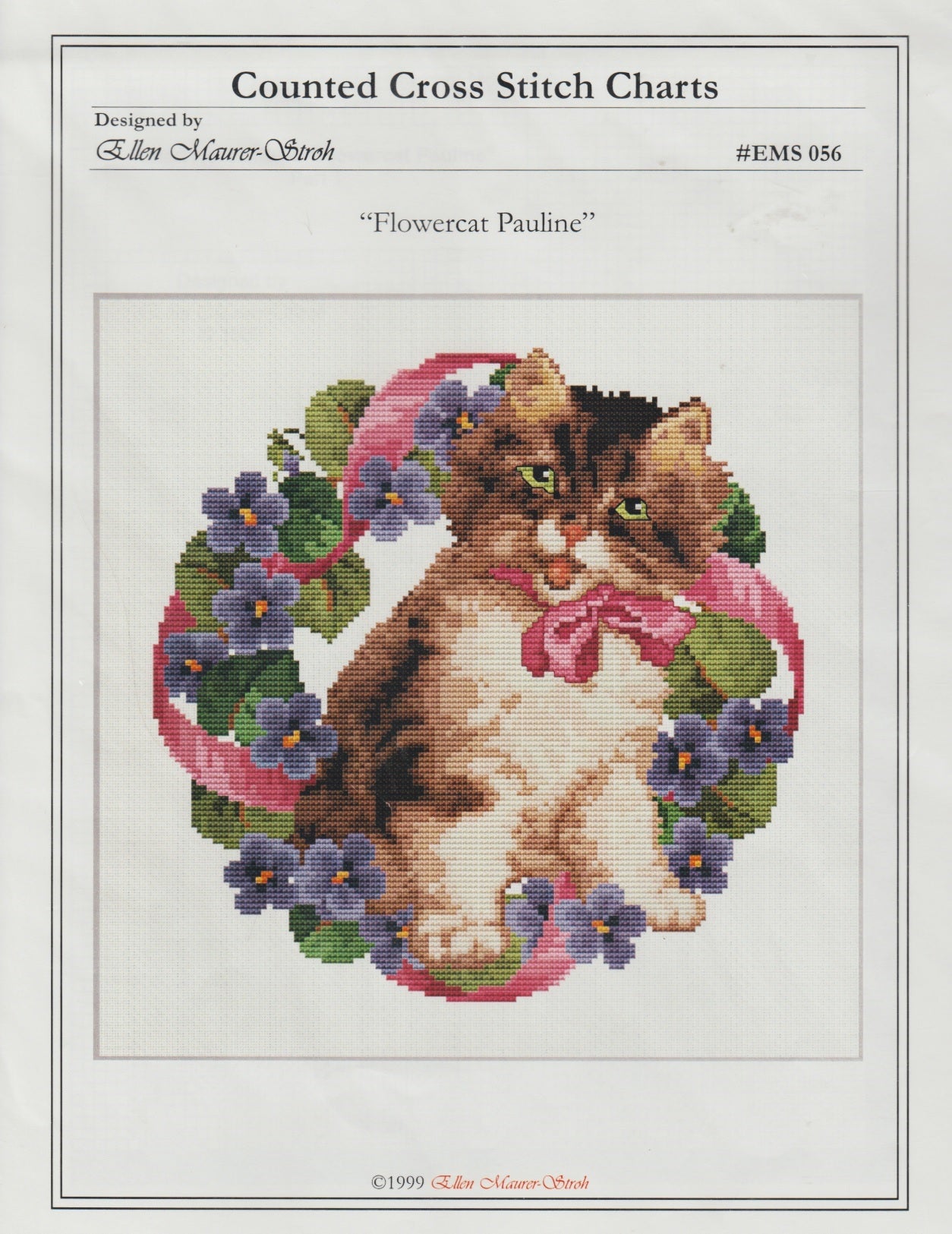 Ellen Maurer-Stroh Flowercat Pauline cross stitch pattern