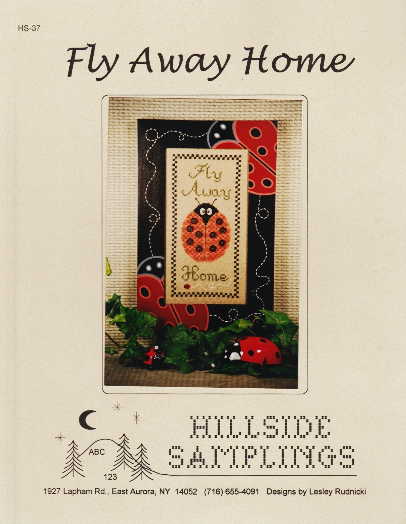 Hillside Samplings Fly Away Home HS-37 ladybug cross stitch pattern