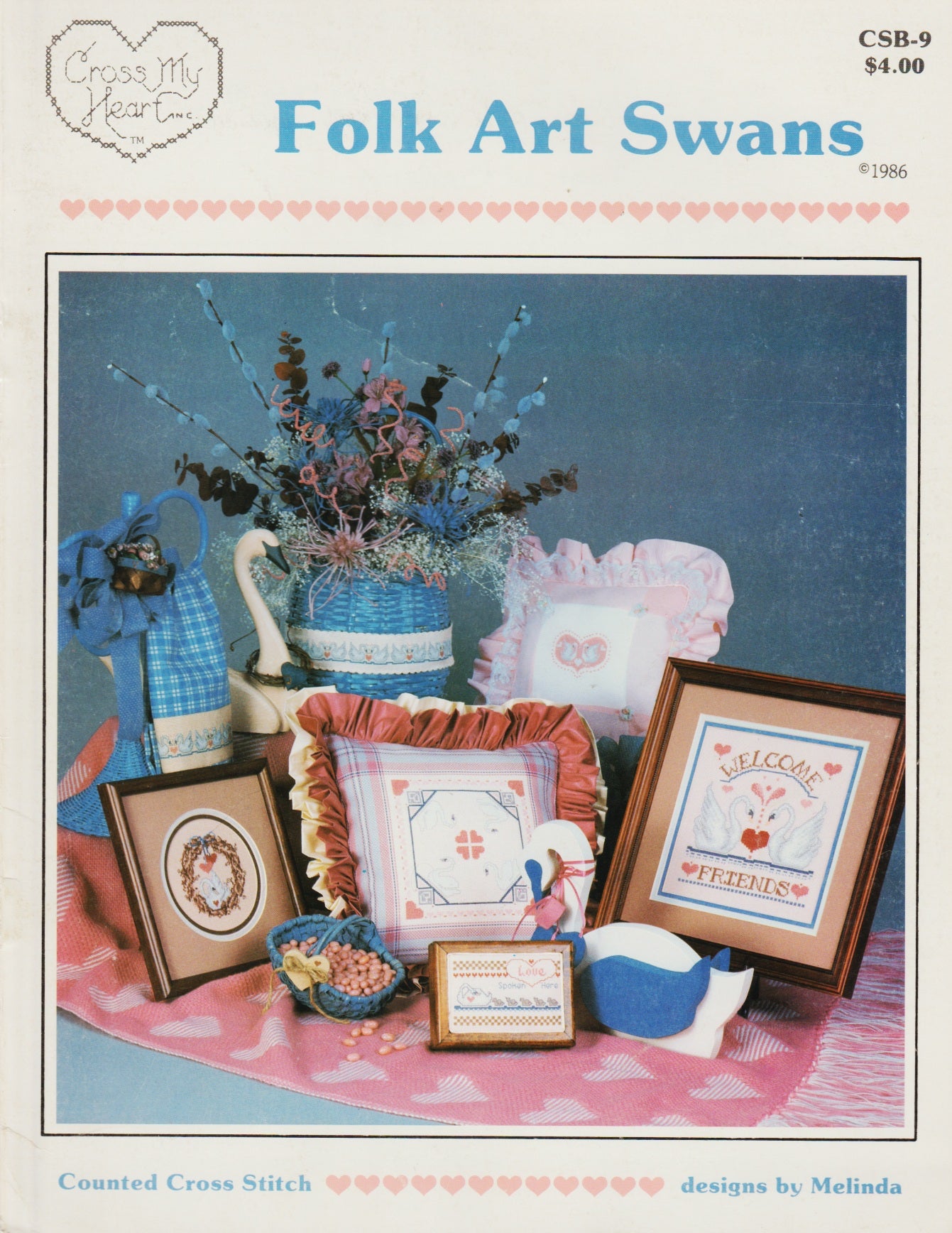 Cross My Heart Folk Art Swans CSB-9 cross stitch pattern