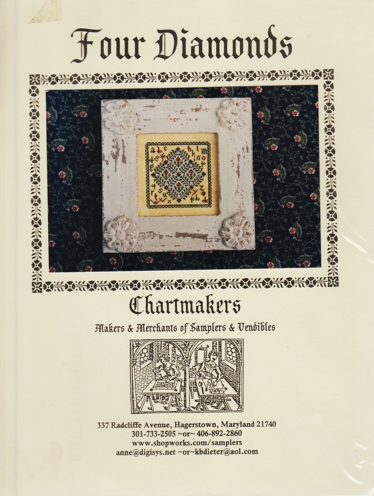 Chartmakers Four Diamonds cross stitch pattern