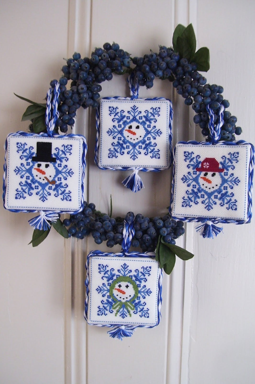 By The Bay Needleart Frostys Tree Trimmers Christmas ornaments cross stitch pattern