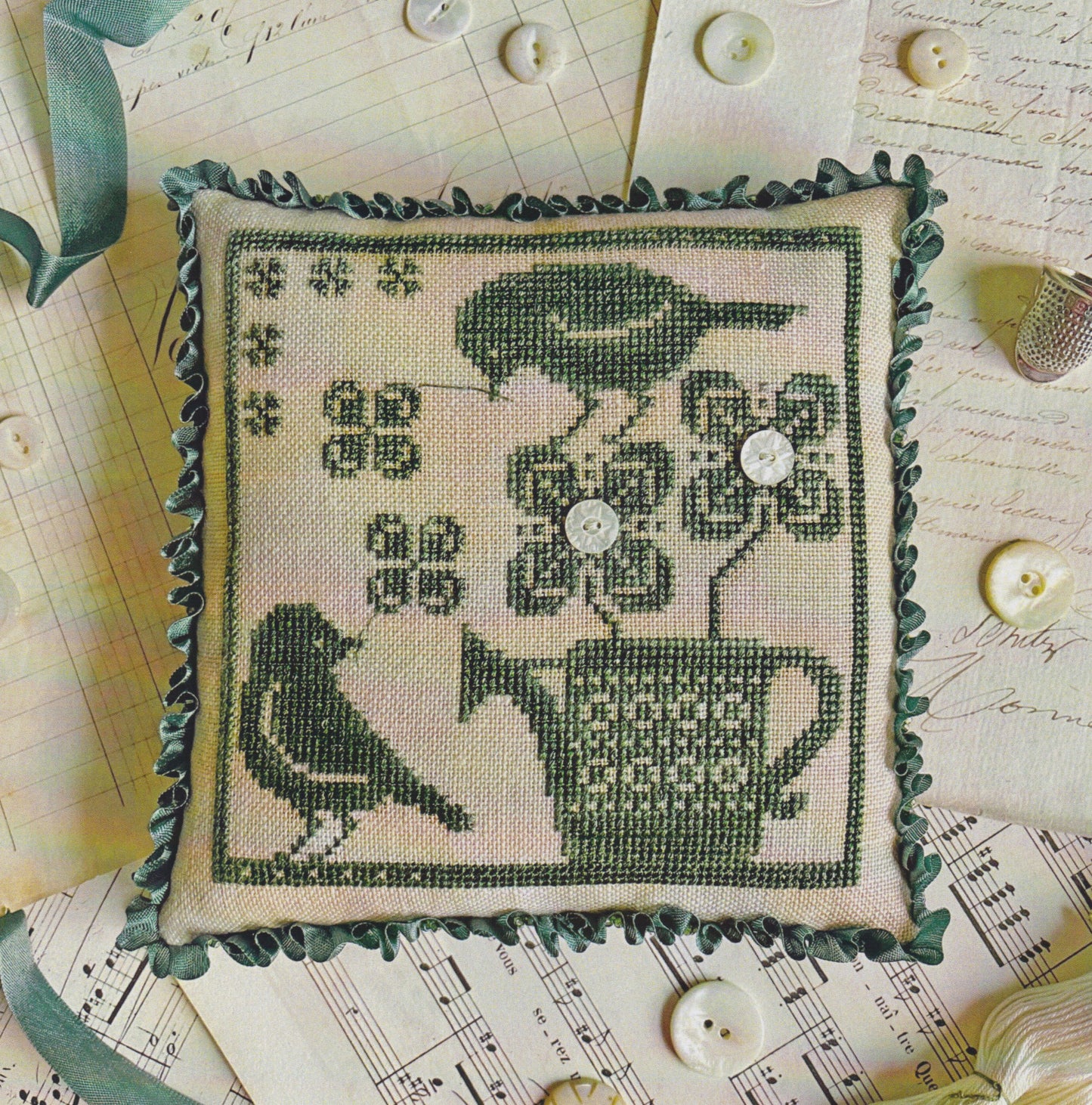 Luminous Fiber Arts Gathering Clover cross stitch pattern