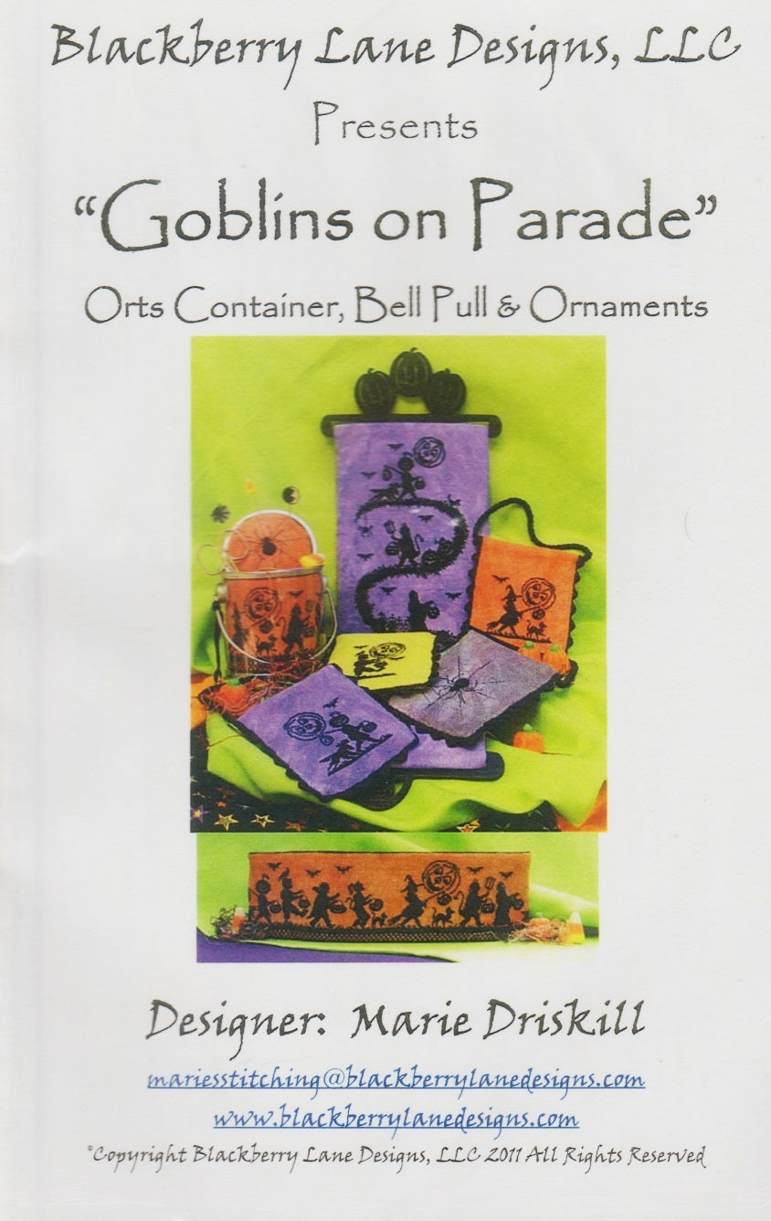 Blackberry Lane Designs Goblins on Parade halloween ornament cross stitch pattern