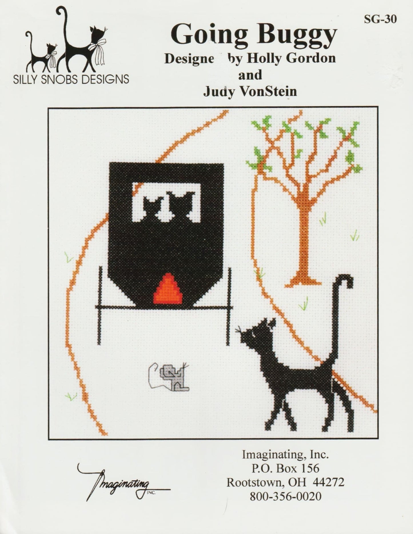 Just My Imaginaton Going Buggy SG-30 Amish cat cross stitch pattern