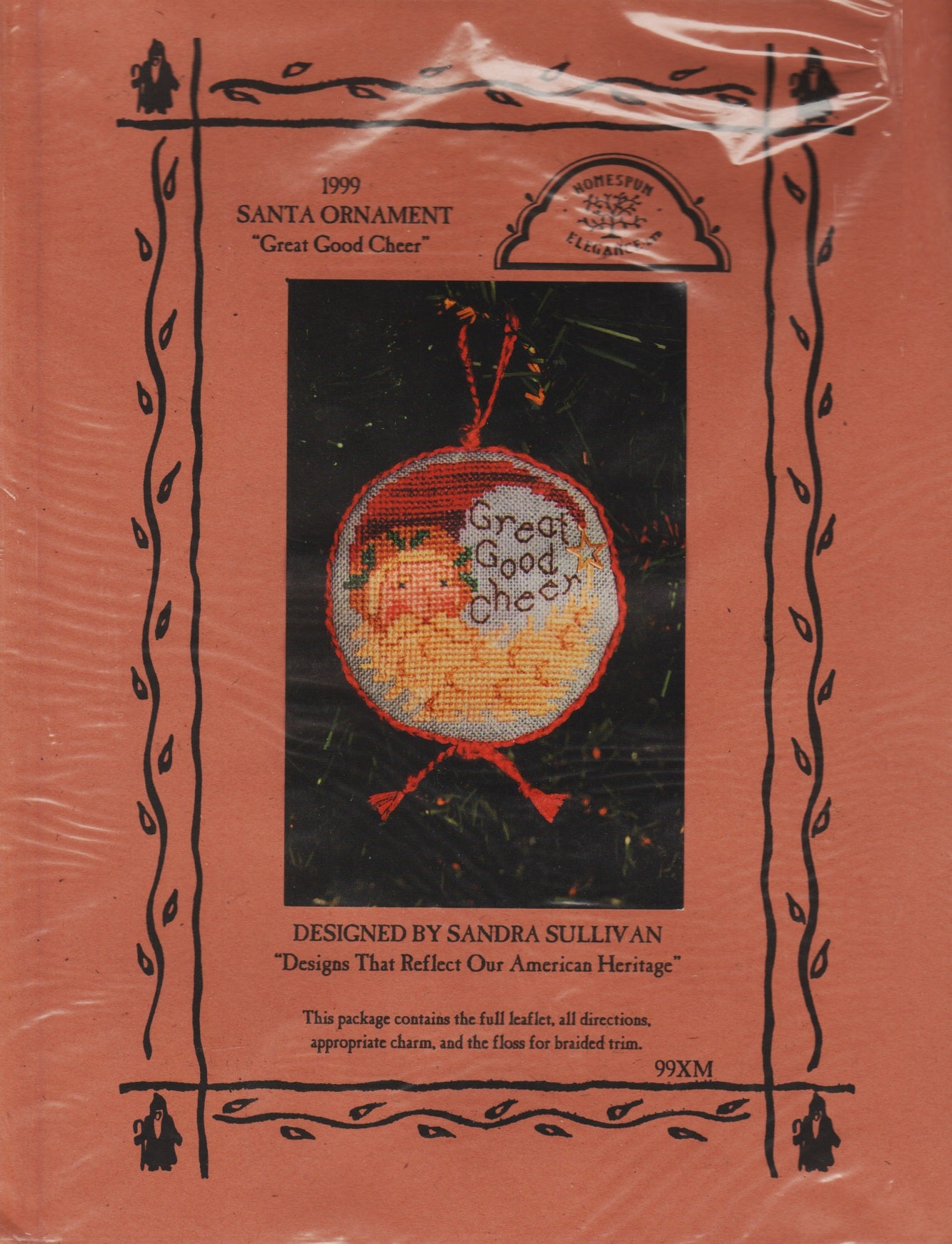 Homespun Elegance Great Good Cheer 1999 christmas ornament cross stitch pattern