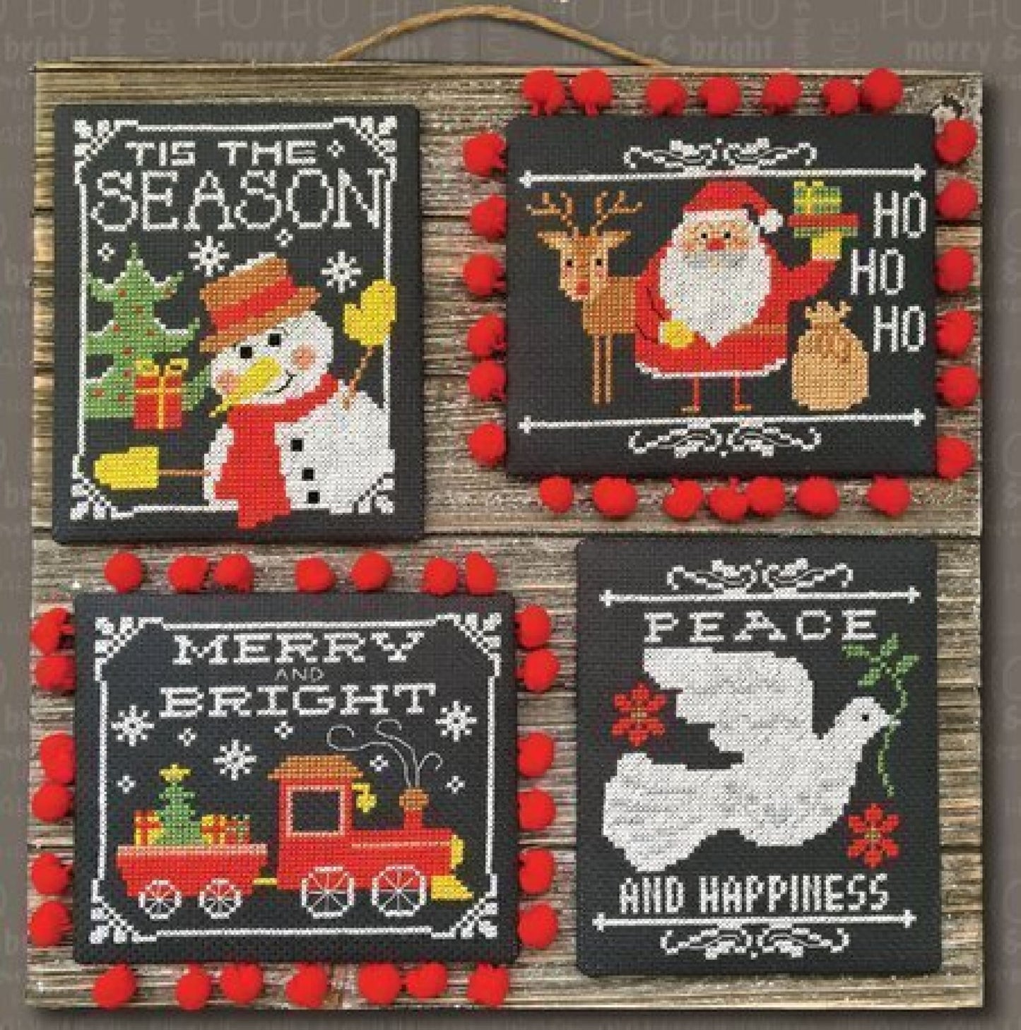 Tiny Modernist Greetings - Chalkboard Christmas cross stitch pattern