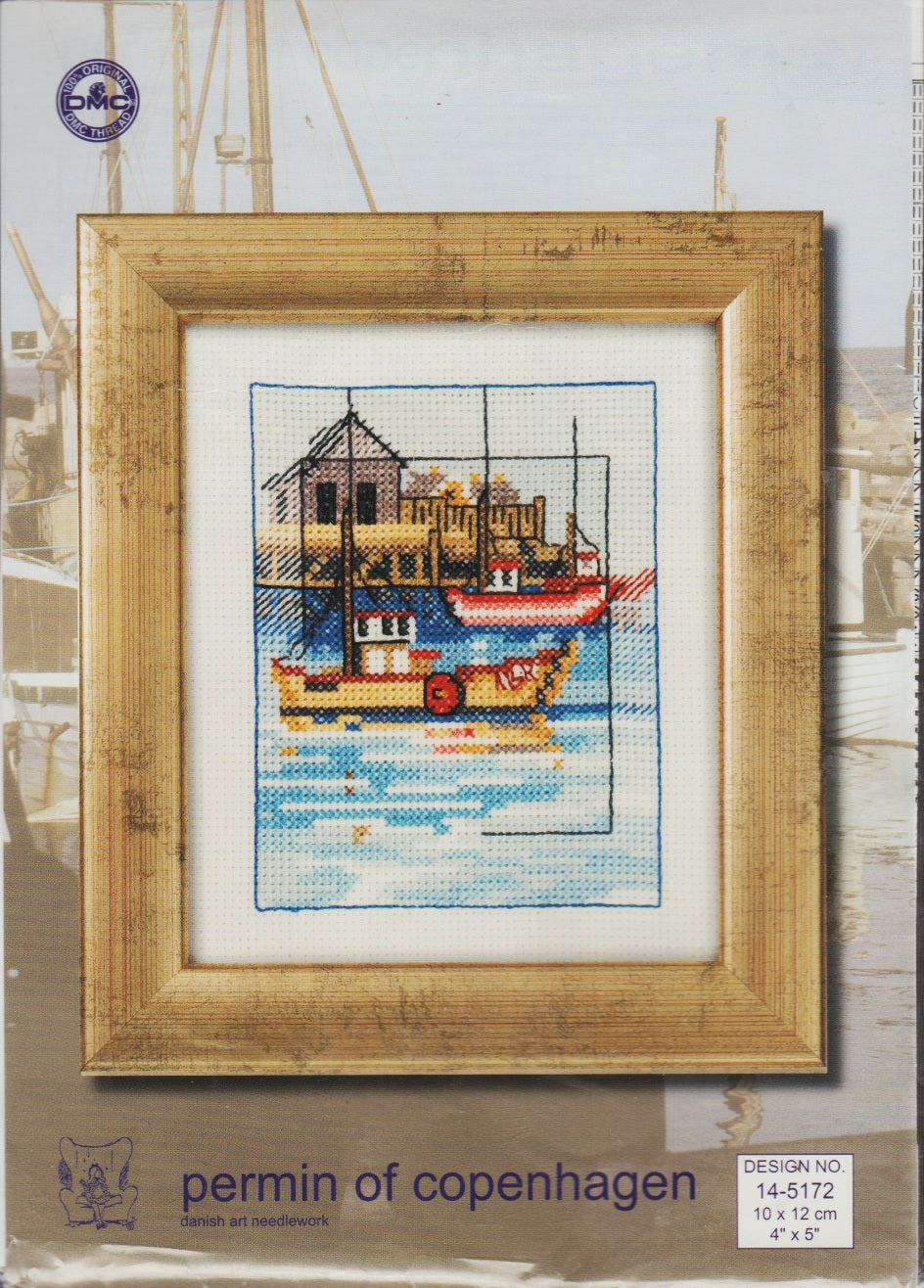 Permin of Copengagen Harbor Boats 14-5172 cross stitch kit