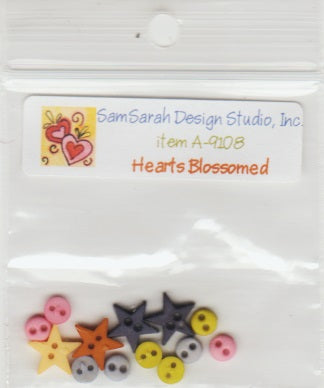 Sam Sarah Hearts Blossomed cross stitch Button Pack 