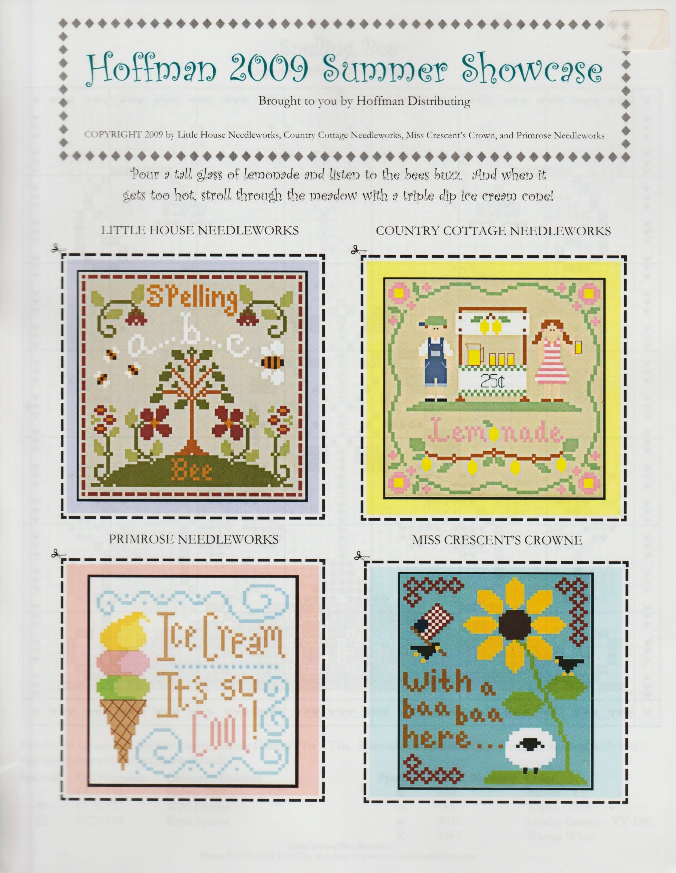 Hoffman 2009 Summer Showcase cross stitch pattern