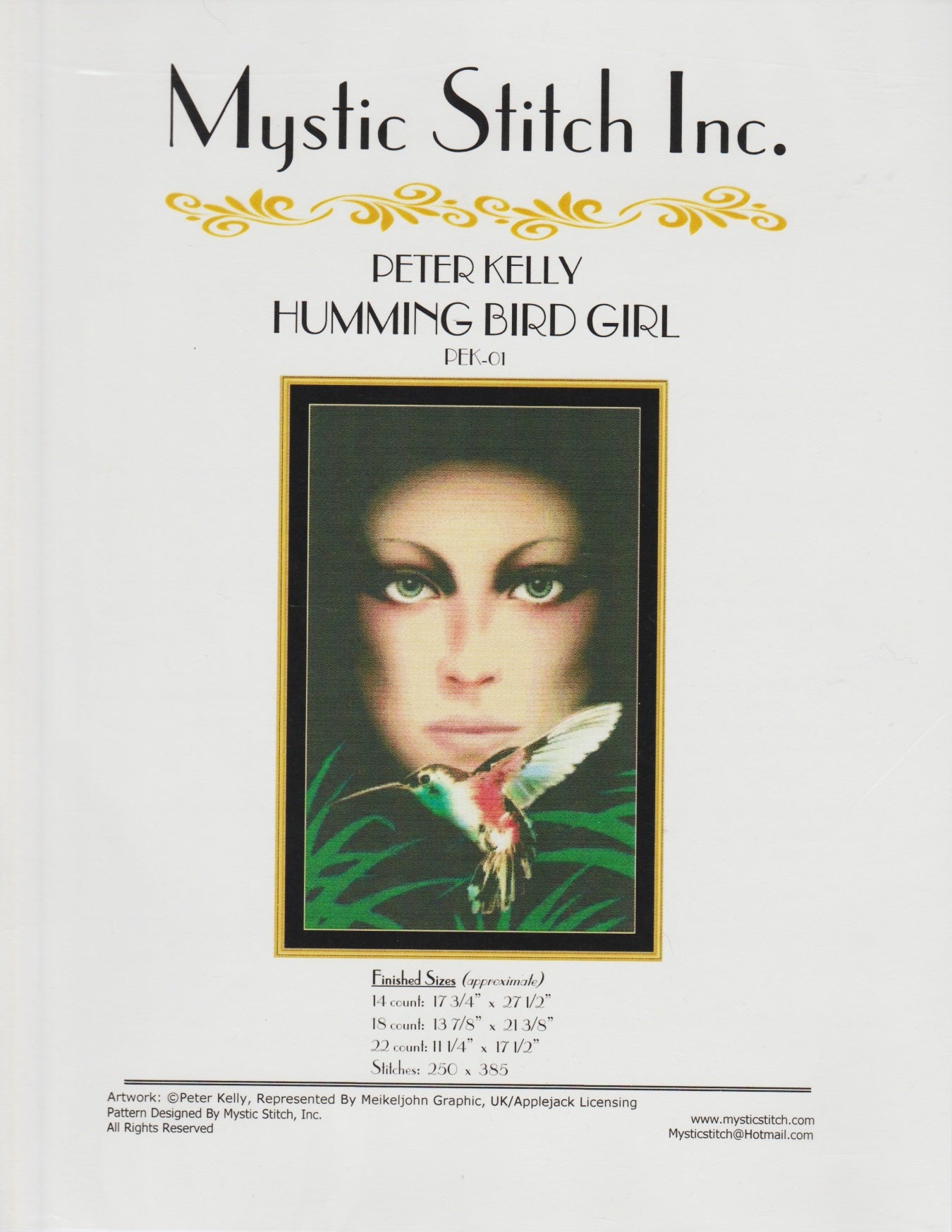 Mystic Stitch Humming Bird Girl PEK-01 cross stitch pattern