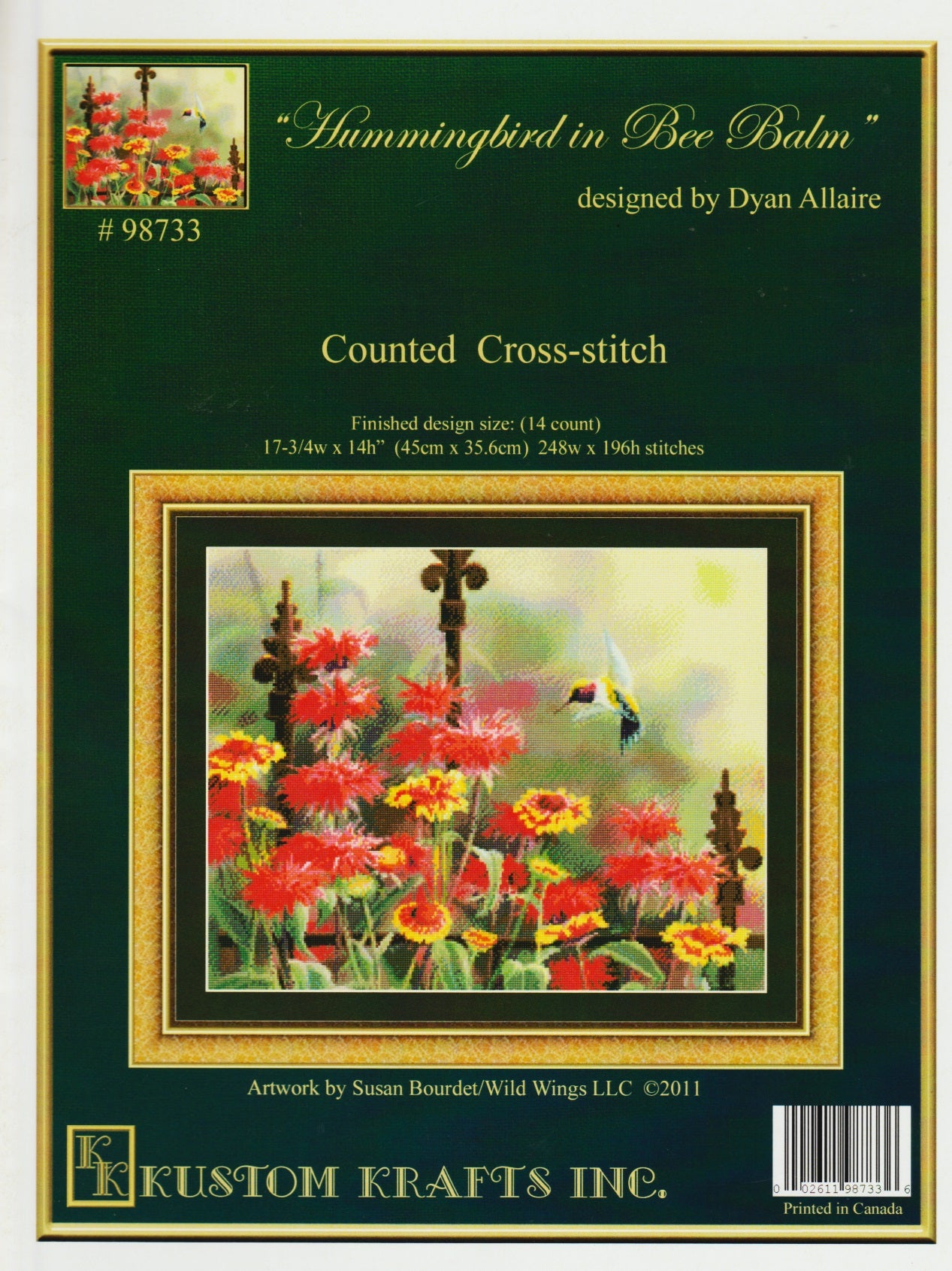 Kustom Krafts Hummingbird in Bee Balm 98733 cross stitch pattern