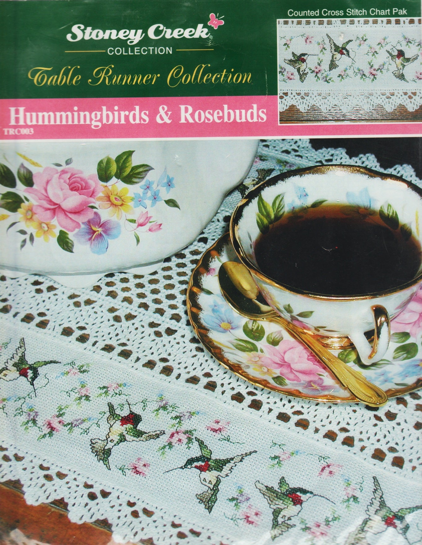 Stoney Creek Hummingbirds & Rosebuds TRC003 Table Runner cross stitch pattern