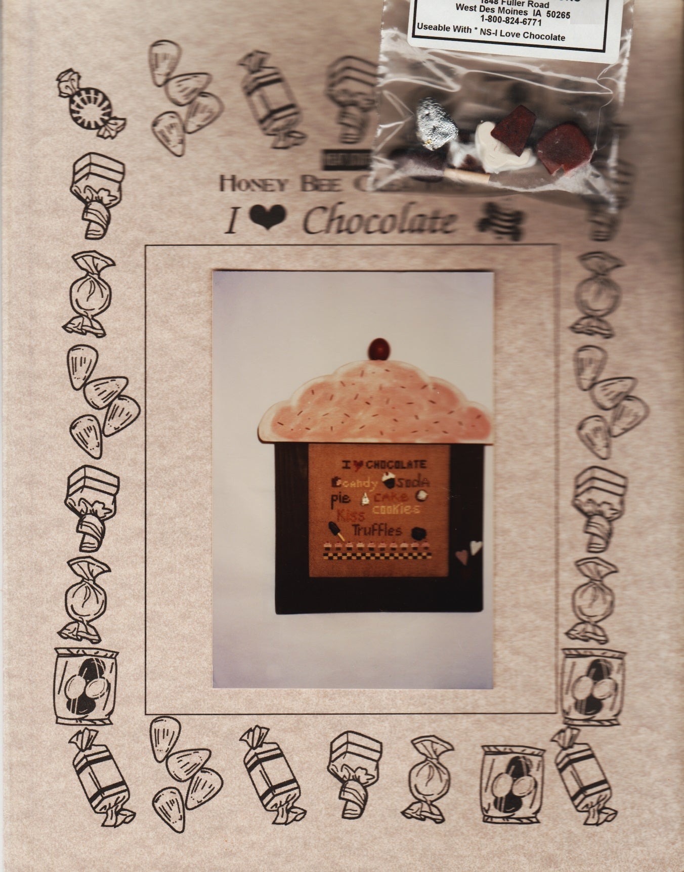 Honey Bee Craeations I Love Chocolate cross stitch pattern