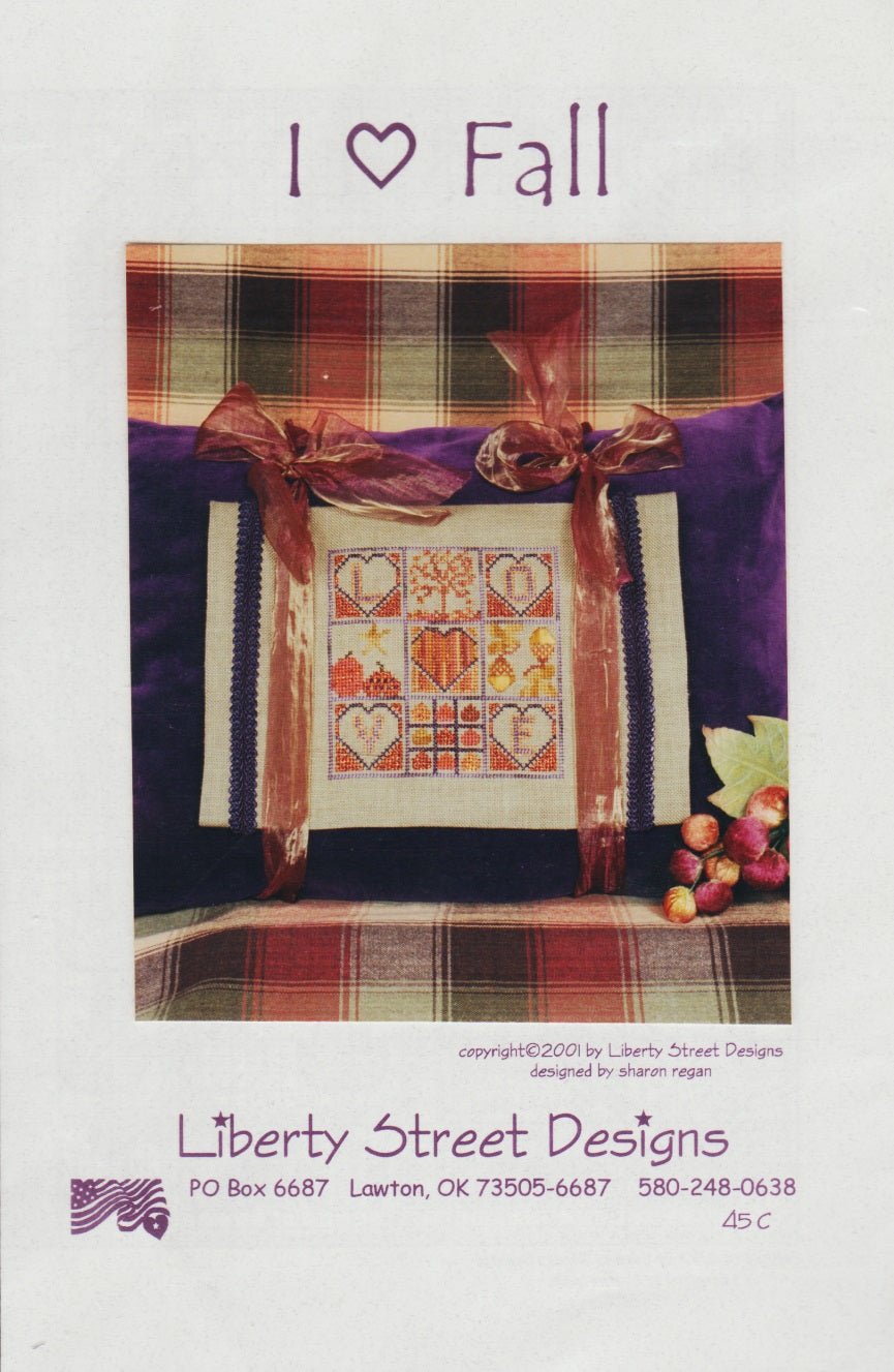 Liberty Street Designs I Love Fall cross stitch pattern