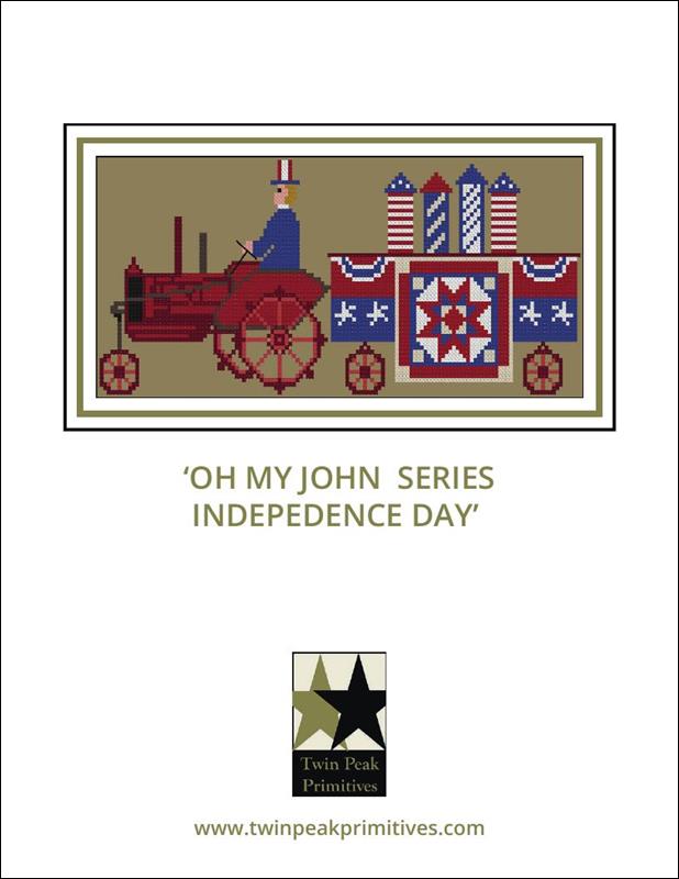 Twin Peak Primitives Independence Day Oh My John Series patriotic cross stitch pattern
