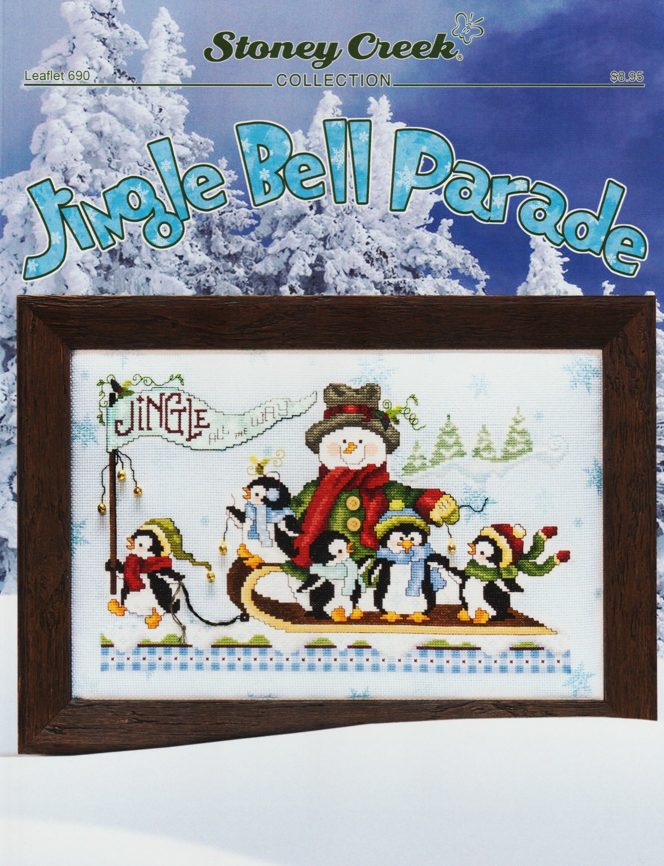 Stoney Creek Jingle Bell Parade LFT690 christmas penguin snowman sled cross stitch pattern