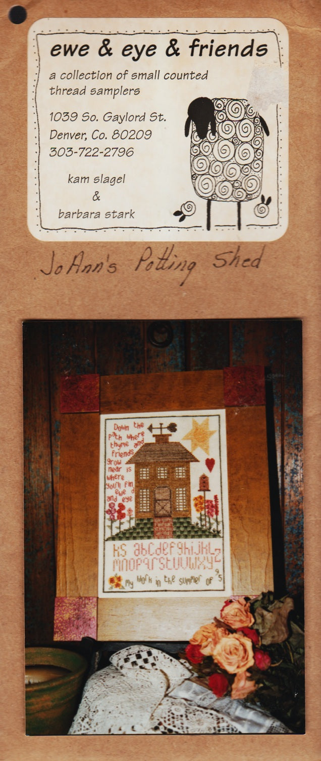 Ewe & Eye JoAnn's Potting Shed cross stitch pattern