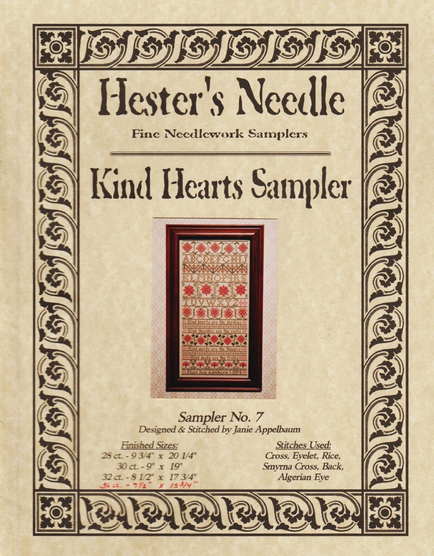Hester's Needle Kind Hearts Sampler 7 cross stitch pattern