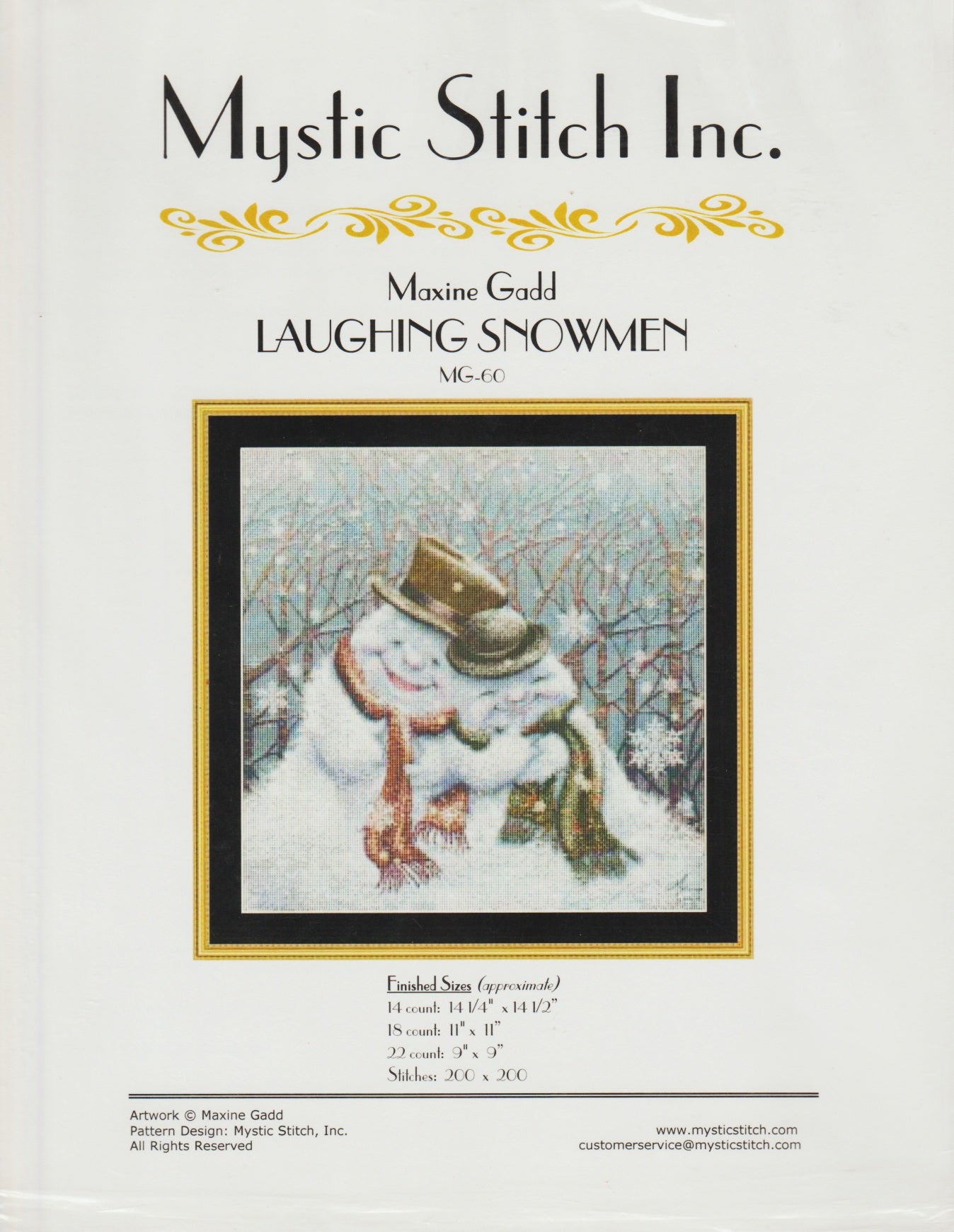Mystic Stitch Laughing Snowman MG-60 cross stitch pattern