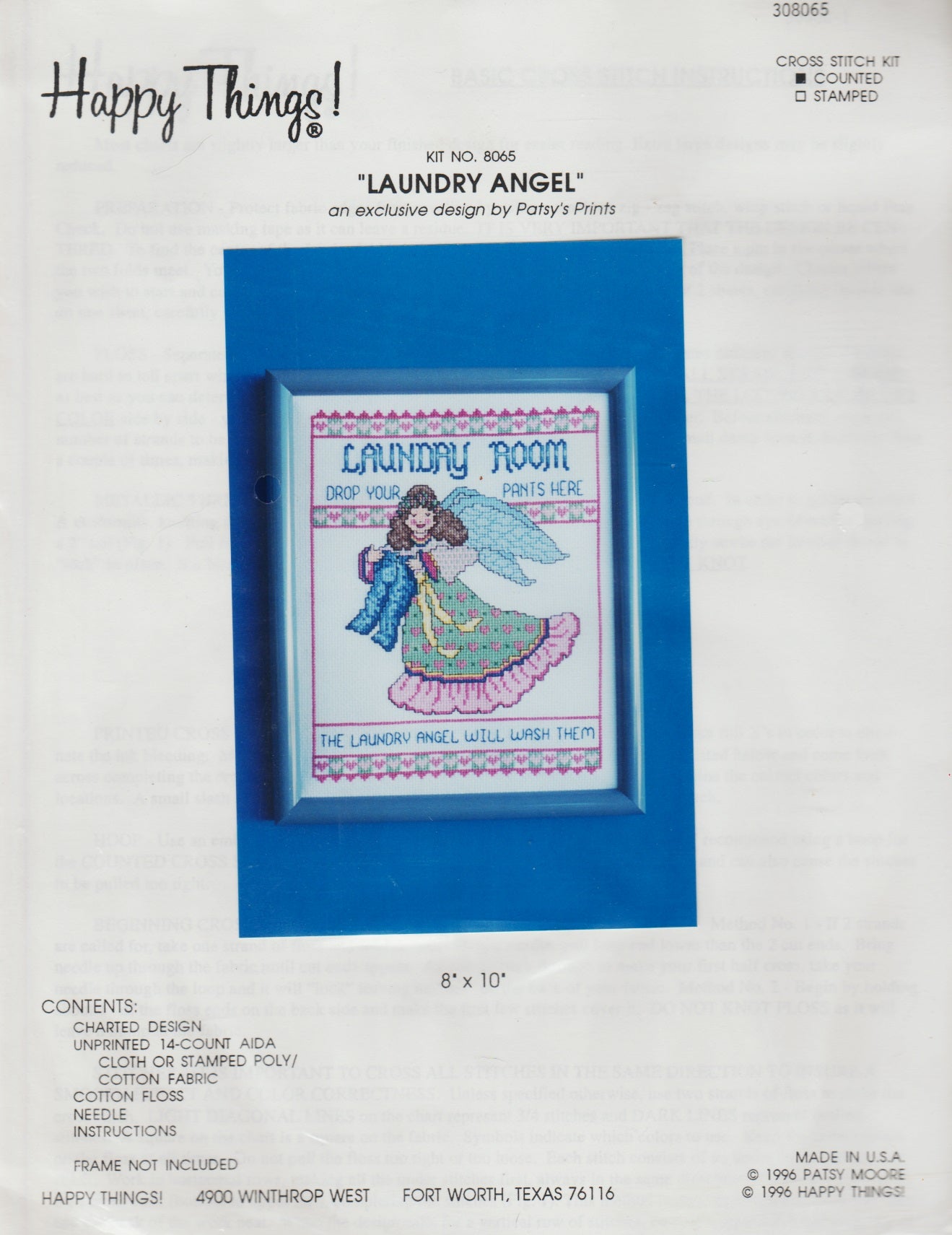 Happy Things Laundry Angel cross stitch kit