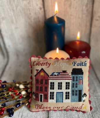 Mani Di Donna Liberty Lane Pillow patriotic cross stitch pillow pattern