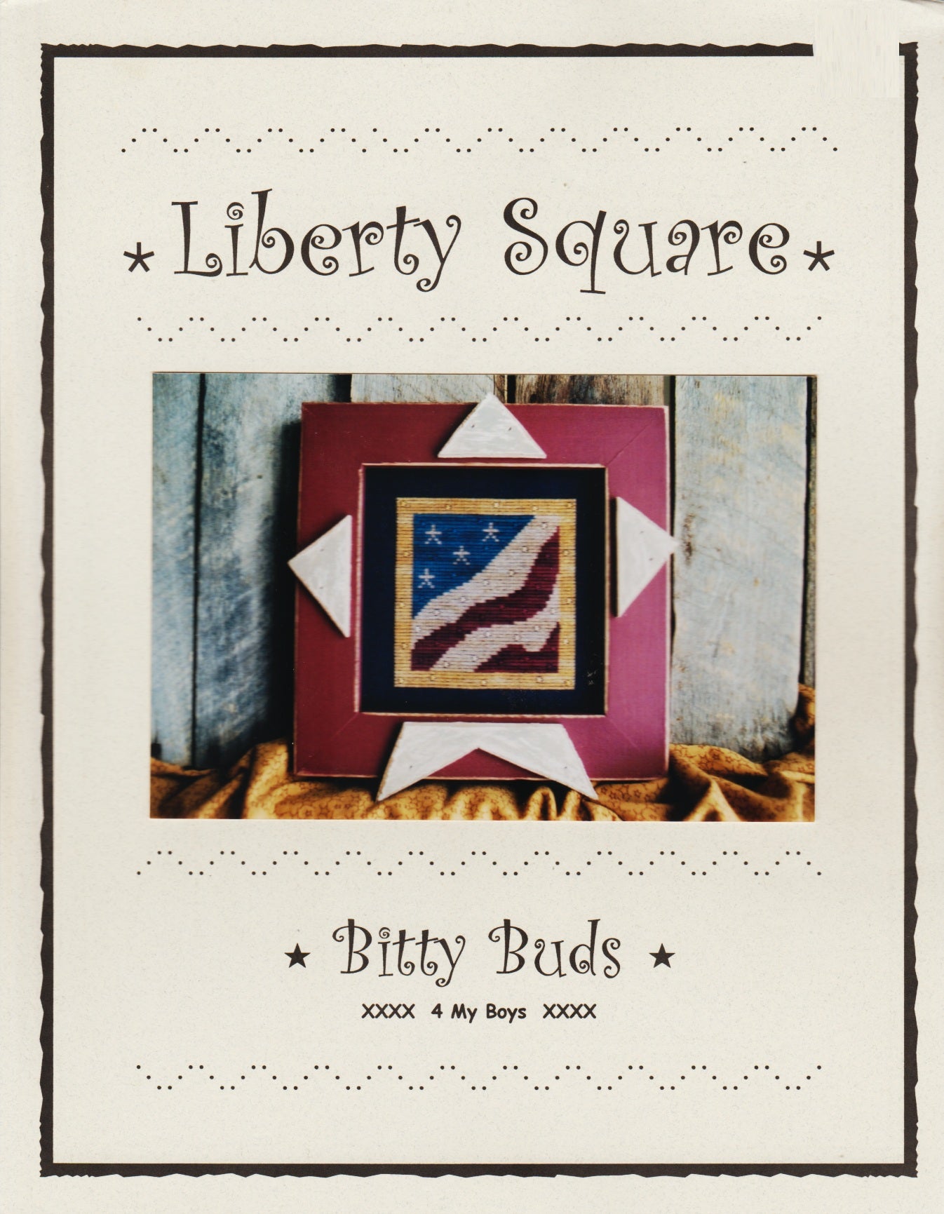 4 My Boys Liberty Square Bitty Buds flag patriotic cross stitch pattern