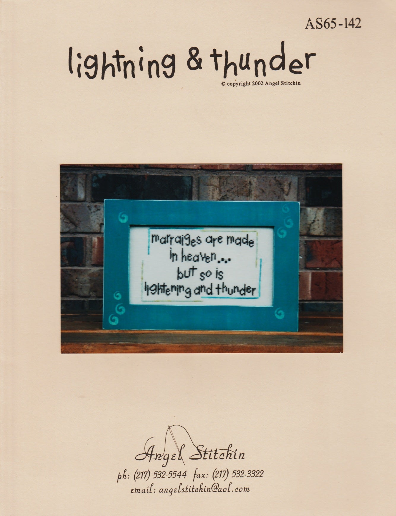 Angel Stitchin Lightning & Thunder AS65-142 marriage cross stitch pattern
