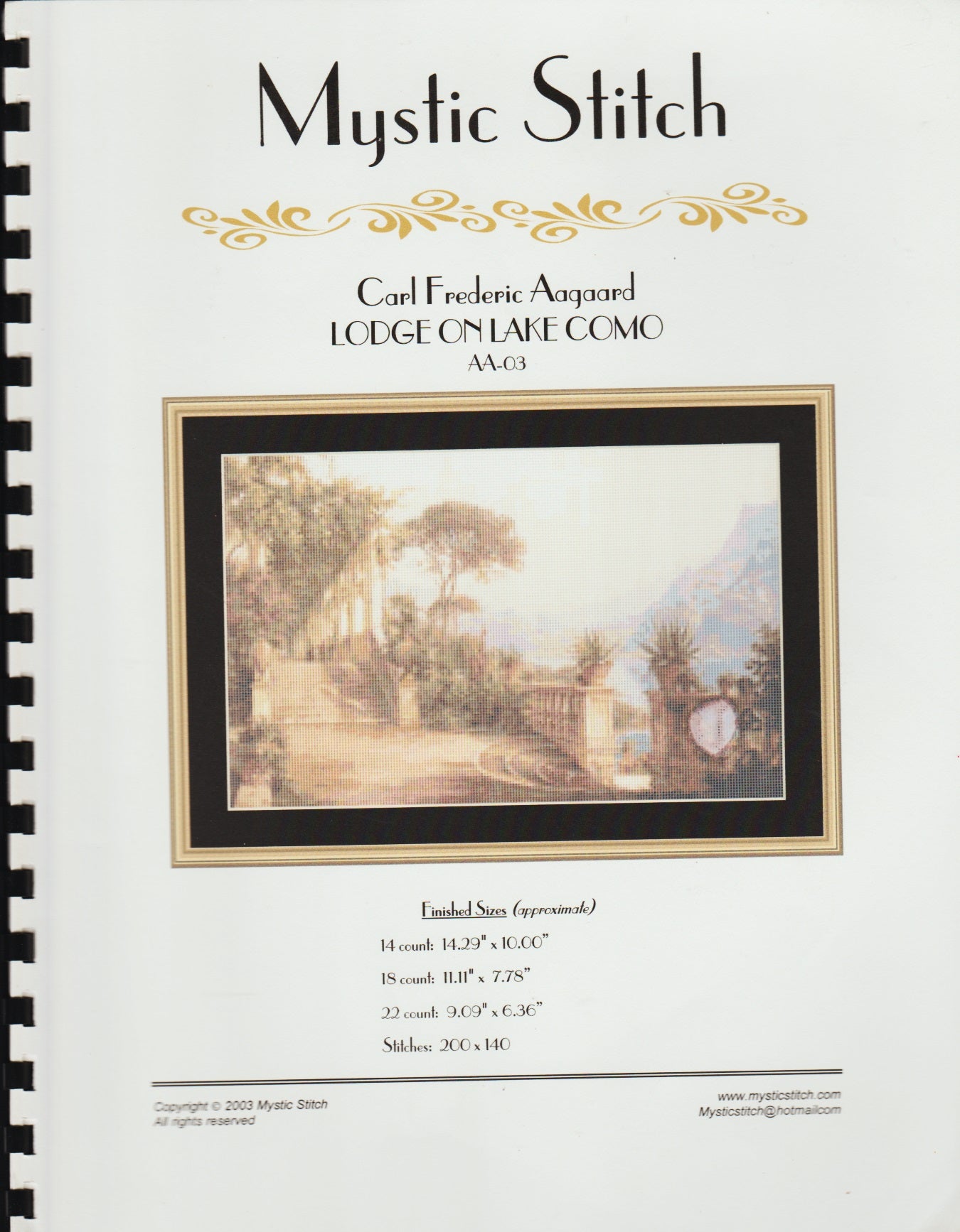 Mystic Stitch Lodge On Lake Como AA-03 cross stitch pattern