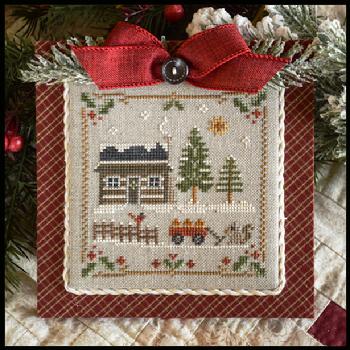 Little House Needleworks Log Cabin Squirrel cross stitch pattern