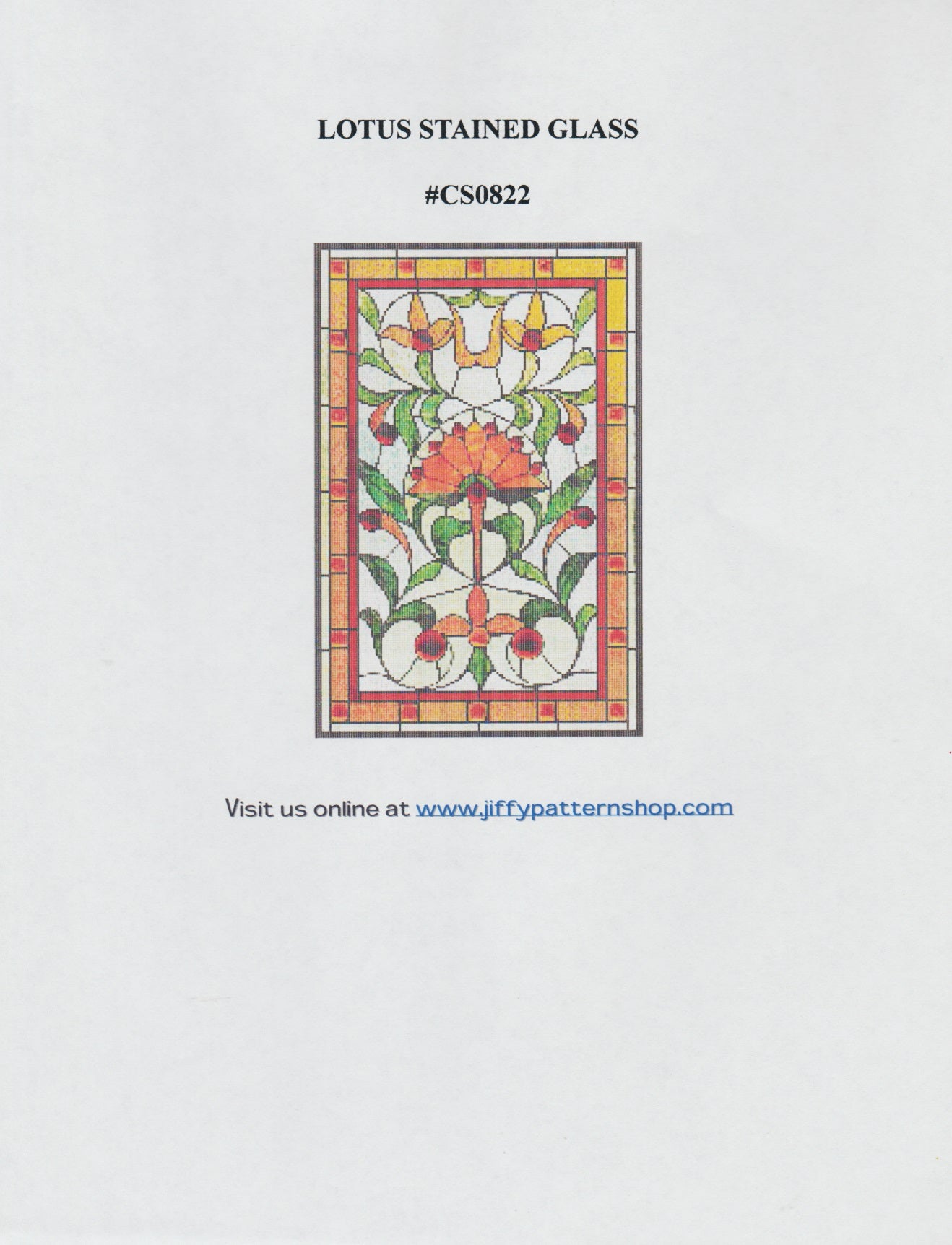 Jiffy Patterns Lotus Stained Glass cross stitch flower pattern