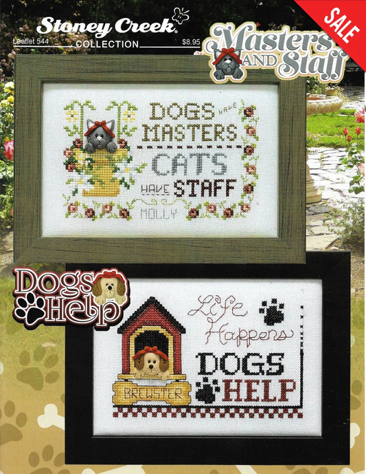 Stoney Creek Masters And Staff & Dogs Help LFT544 cat dog cross stitch pattern