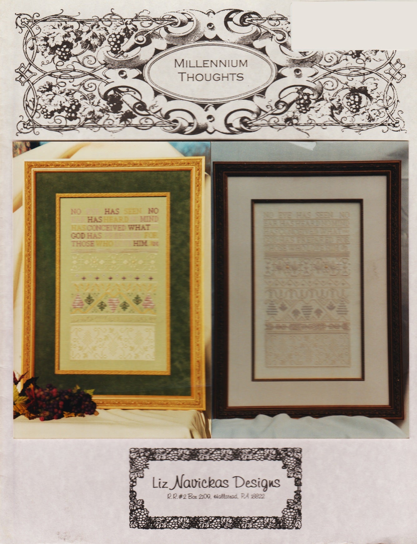 Liz Navickas Designs Millennium Thoughts cross stitch sampler pattern
