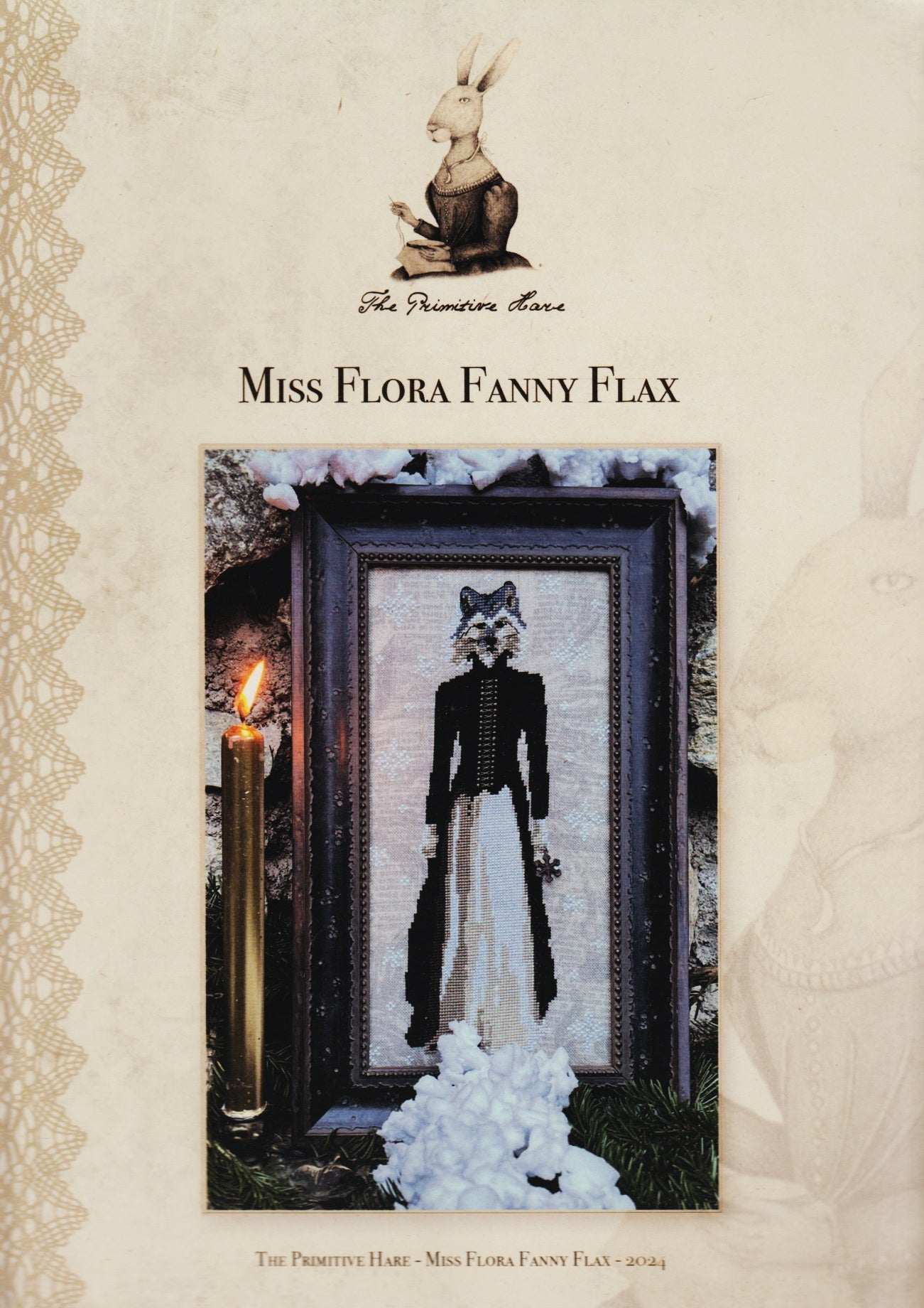 Primitive Hare Miss Flora Fanny Flax cross stitch pattern