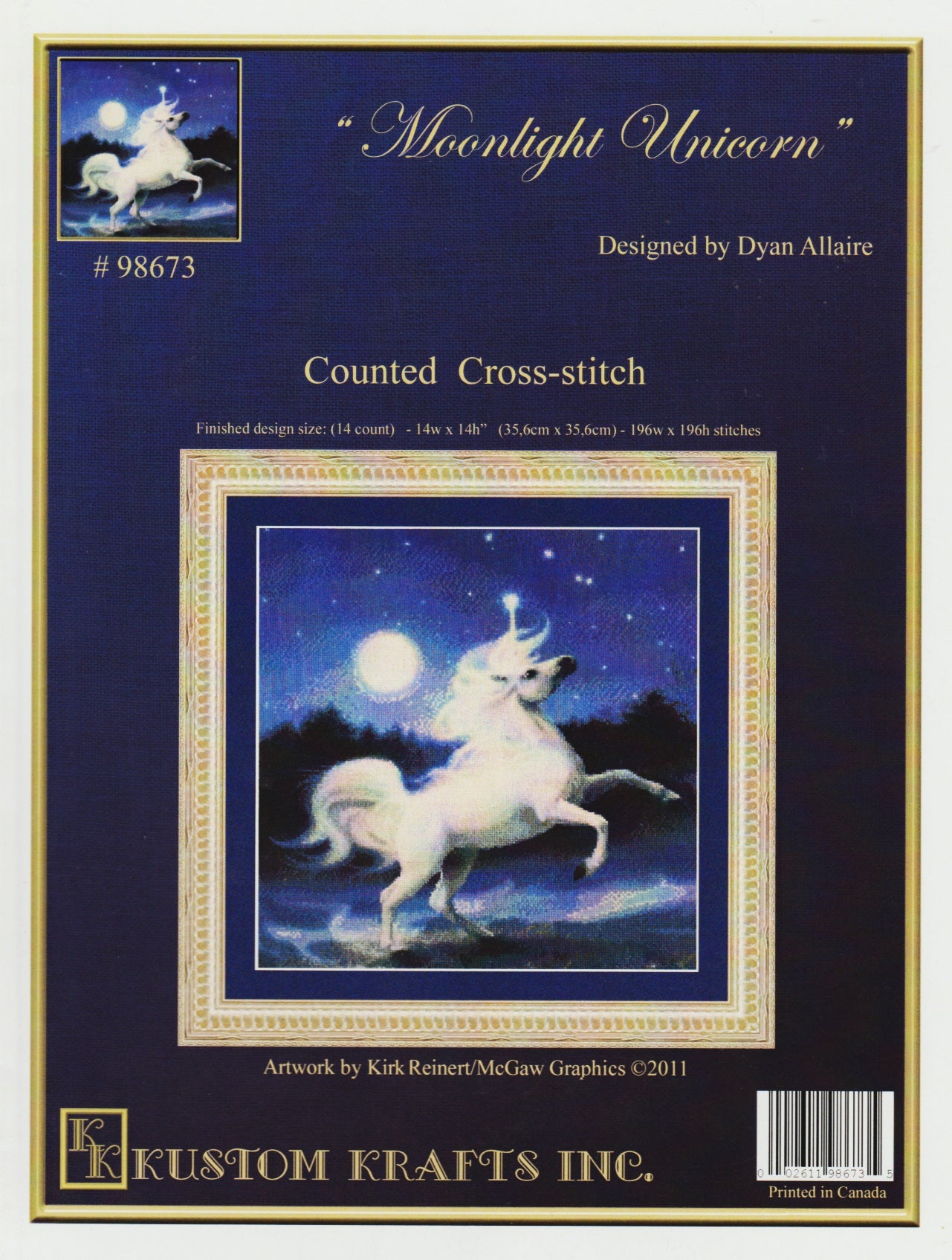 Kustom Krafts Moonlight Unicorn 98673 cross stitch pattern
