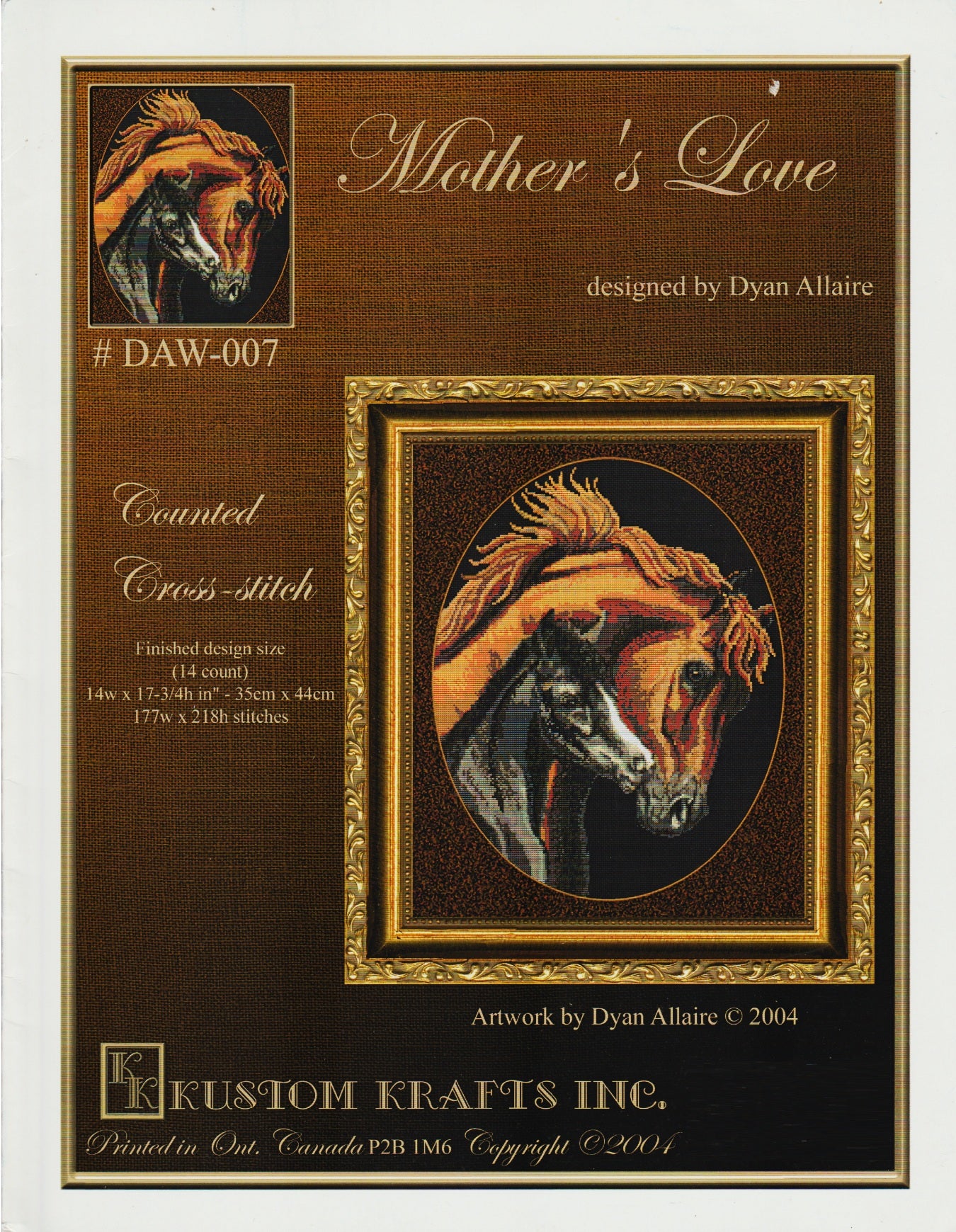 Kustom Krafts Mother's Love DAW-007 horse colt cross stitch pattern