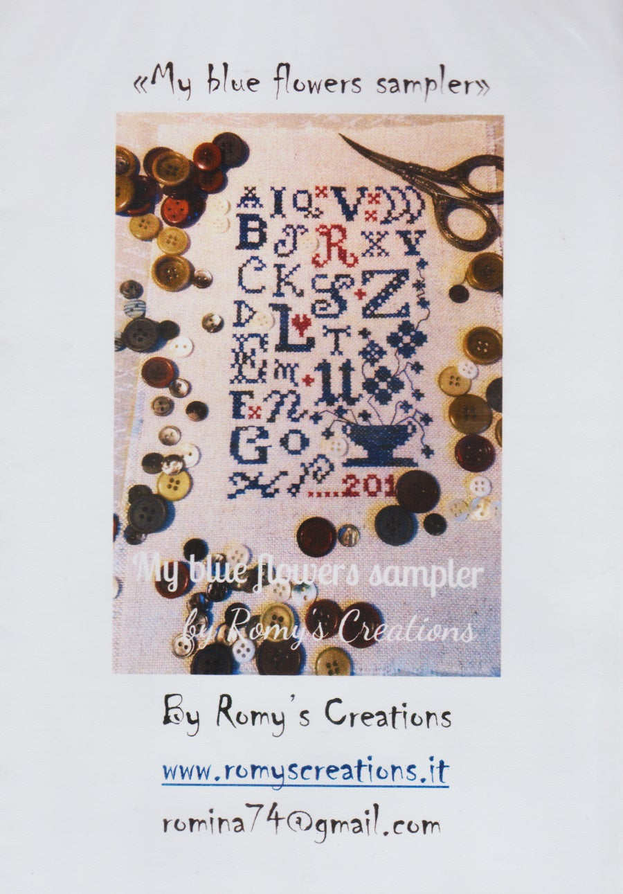 Romy's Creations My Blue Flowers Sampler cross stitch pattern