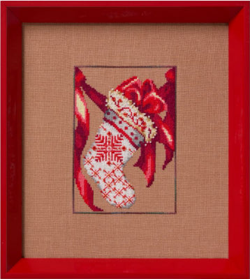 Nora Corbett Red Ribbon Stocking NC361 cross stitch pattern