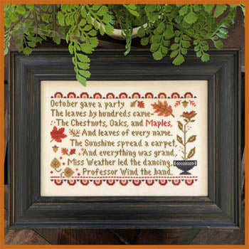 Little House Needleworks October's Party cross stitch pattern