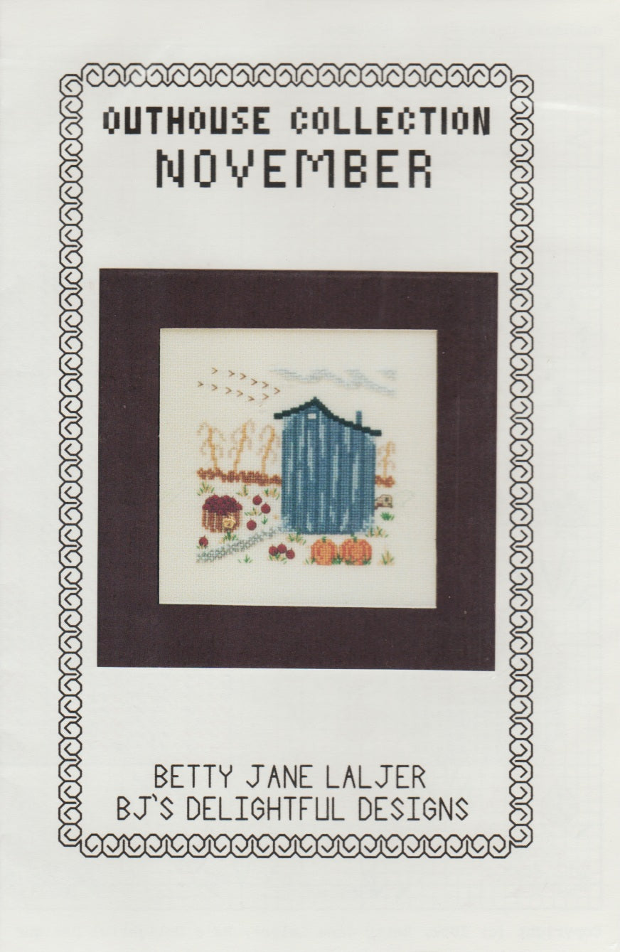 BJ's Delightful Designs Outhouse Collection November cross stitch pattern