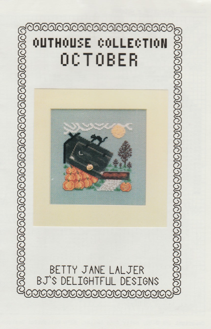 BJ's Delightful Designs Outhouse Collection October cross stitch pattern