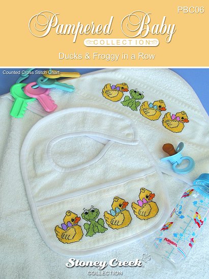 Stoney Creek Ducks & Froggy in a Row Pampered Baby PBC06 cross stitch pattern