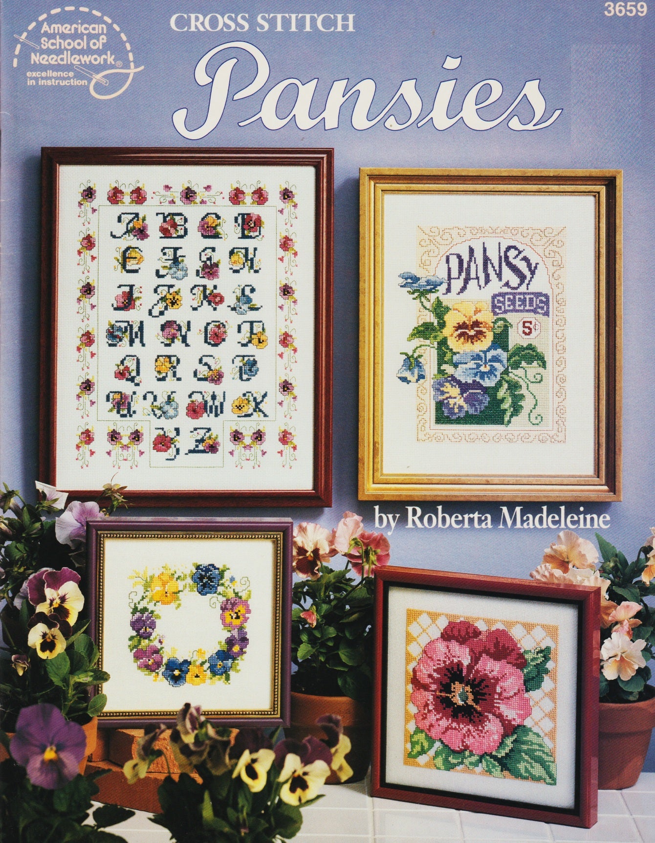 American School of Needlework Pansies 3659 cross stitch pattern