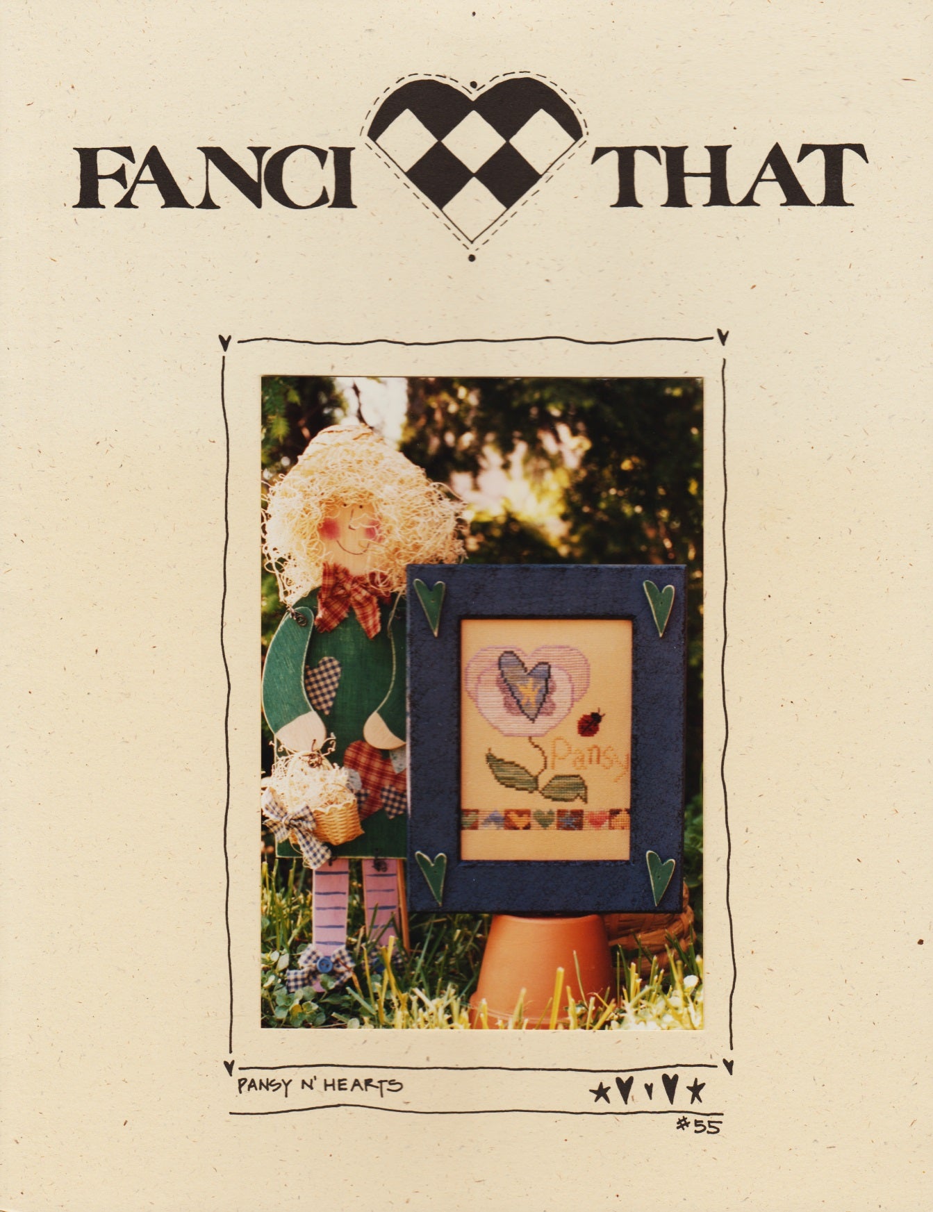 Fanci That Pansy N' Hearts 55 cross stitch pattern