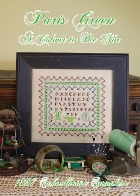 1897 Schoolhouse Sampler Paris Green cross stitch pattern