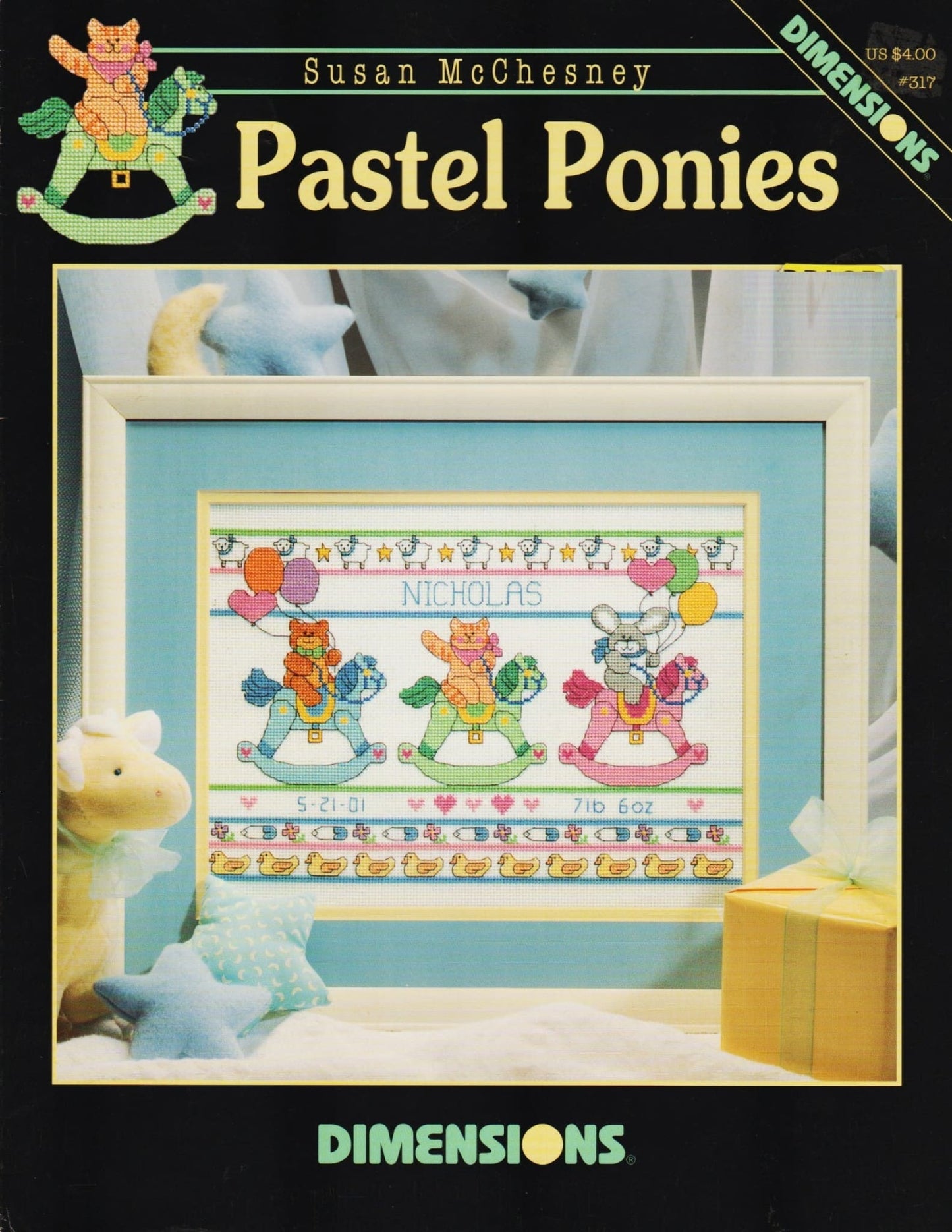 Dimensions Pastel Ponies 317 rocking horse baby cross stitch pattern