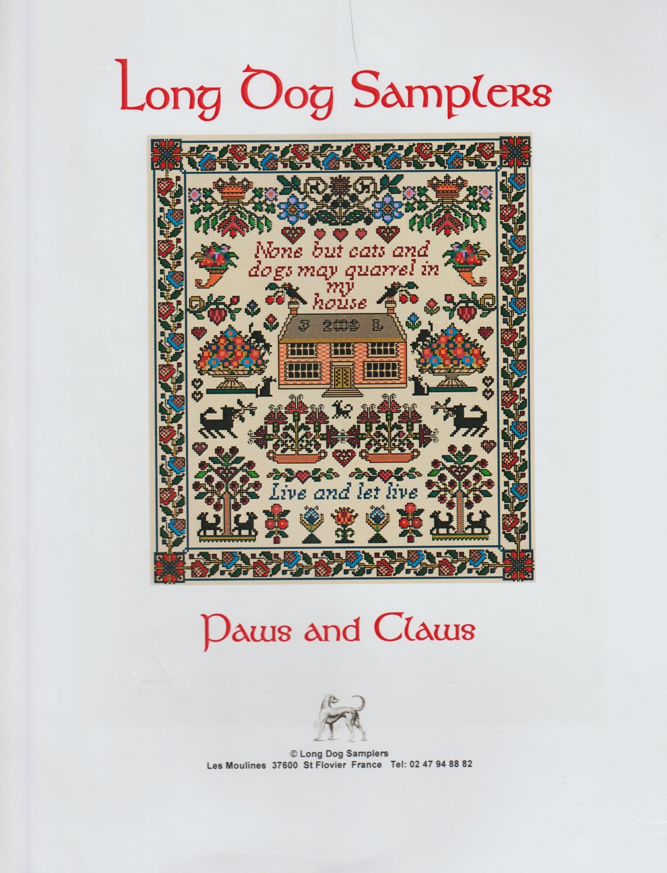 Long Dog Samplers Paws and Claws 61 cross stitch pattern